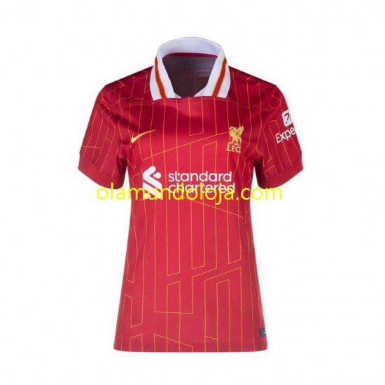 Camisola Liverpool Mulher Equipamento Primeiro 2024-2025 Manga Curta